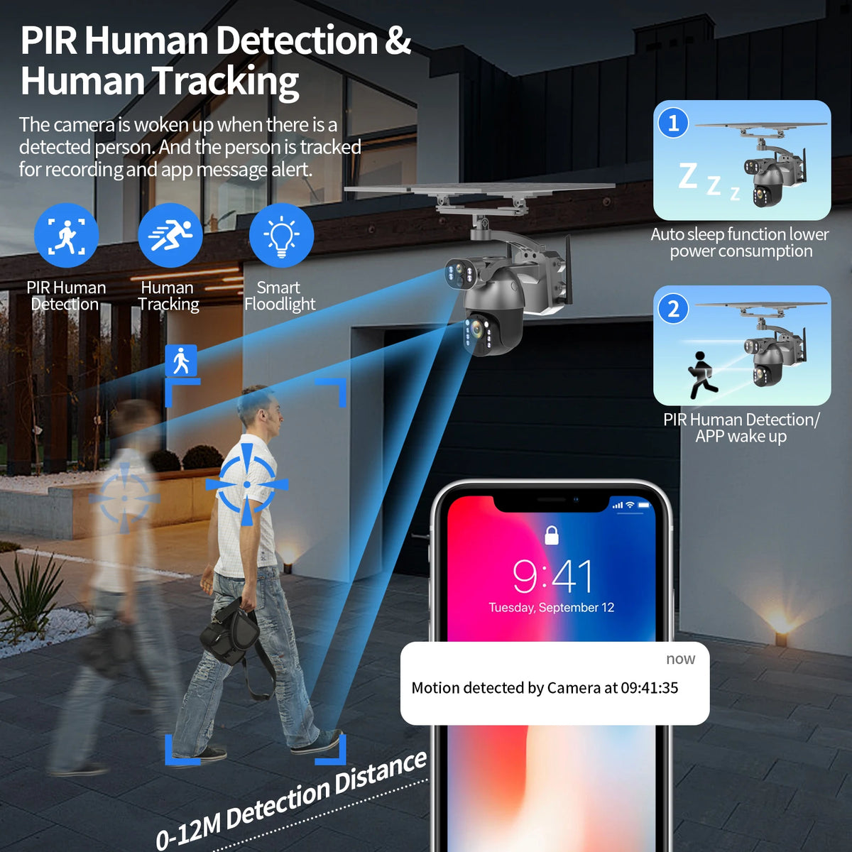4K 8MP 50X Optical Zoom Dual Screen Security Solar IP Camera 4G Wireless Outdoor Surveillance WiFi PTZ Motion Detection Tracking