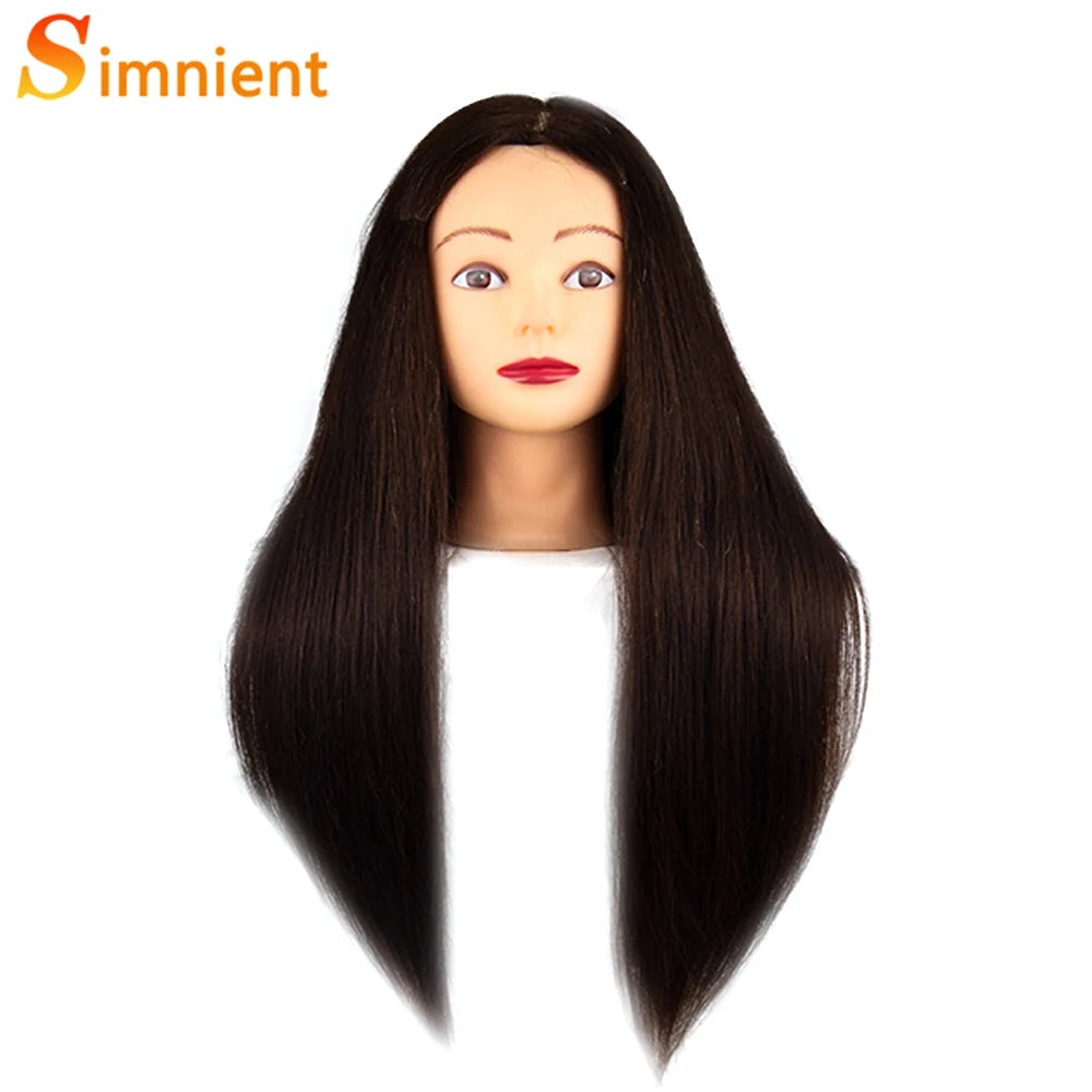 Mannequin Head With 26” 85%Real Human Hair Styling Training Head Manikin Cosmetology Doll Head For Straightening Curling Braid