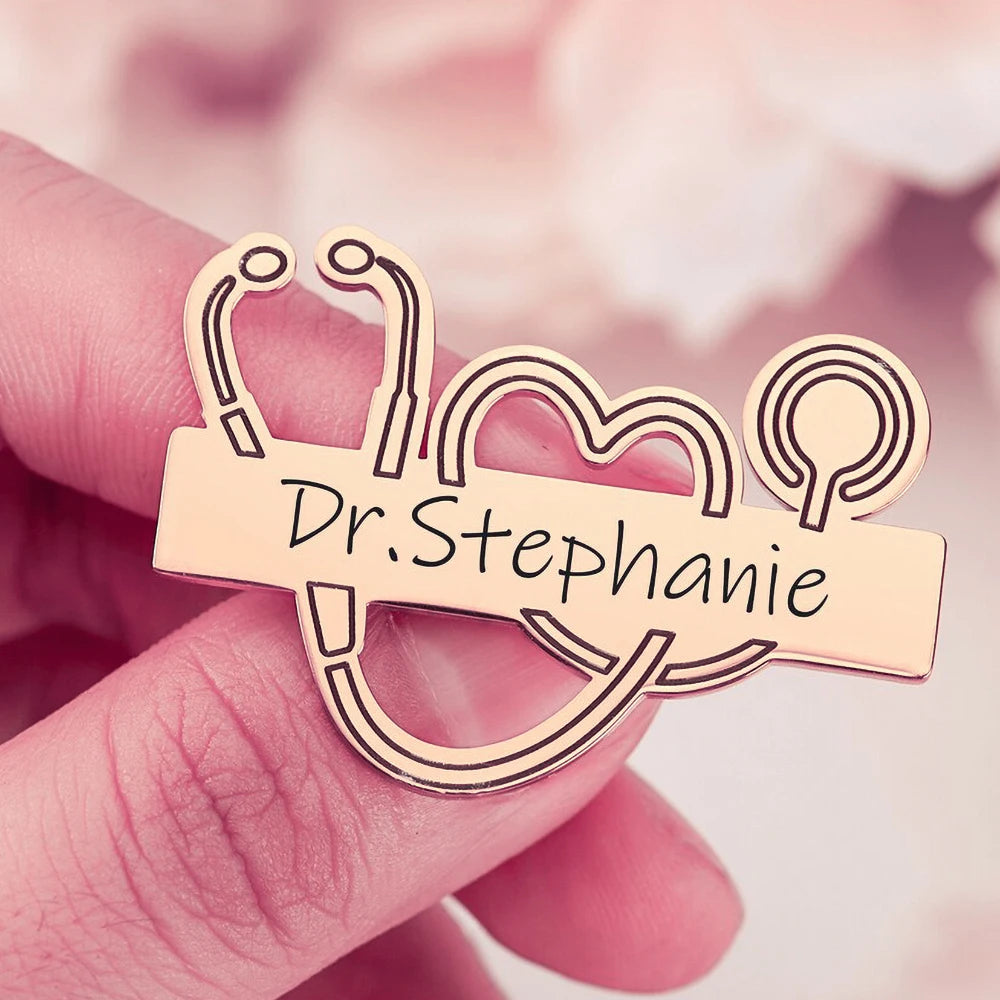 Custom Healthcare Worker Brooch Can Make Names Laser Engraved Stainless Steel Products Healthcare Worker Gifts