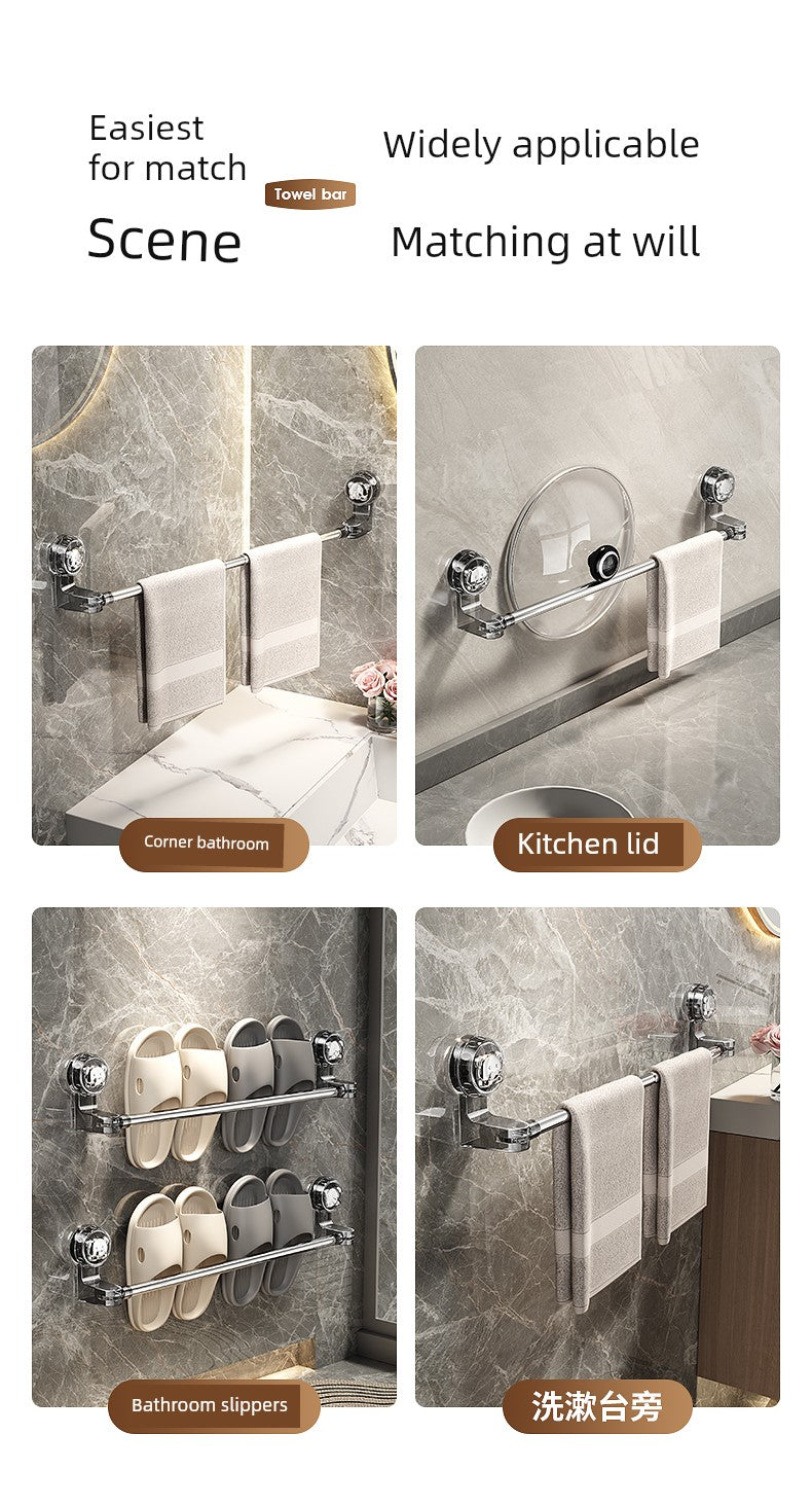 Suction Cup Towel Rack Bathroom Punch-Free Bathroom Retractable Towel Bar Storage Rack Bathroom Bath Towel Storage Rack