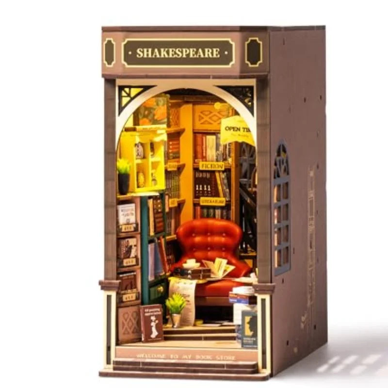 Robotime Rolife DIY Book Nook Wooden Miniature Doll House for Bookshelf Insert Furniture
