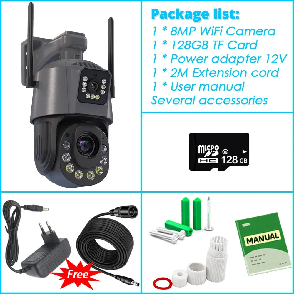 50X Optical Zoom Smart Dual Camera WiFi Outdoor Wireless 360 PTZ Surveillance Camera CCTV Motion Detect ICSEE Security Product