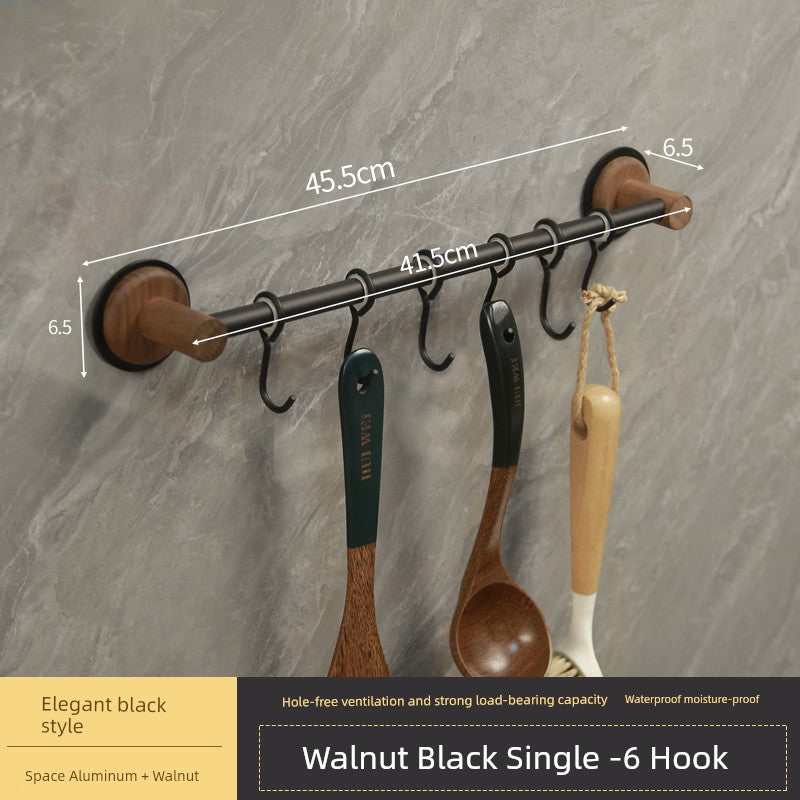 Punch-Free Kitchen Washstand Wall-Mounted Solid Wood Storage Rack