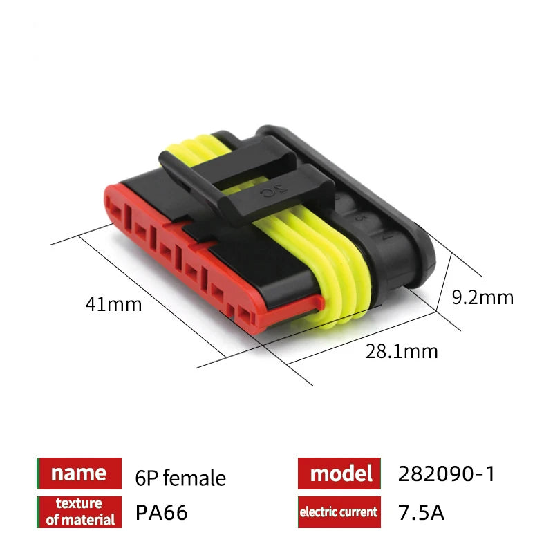 20/50/100Sets AMP Waterproof Connector 1/2/3/4/5/6 Pin 12A IP68 Electrical Automotive Wire Connector Plug Terminals Truck Car