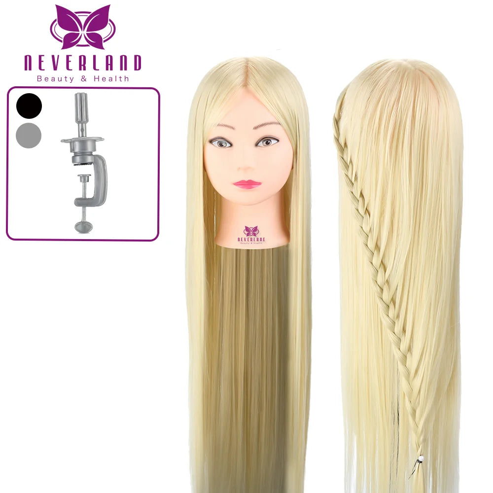Mannequin Heads With Hair Hairdressing Training Braiding Head Cosmetology Mannequin Head Dikk for Hairdresser 75cm Silver