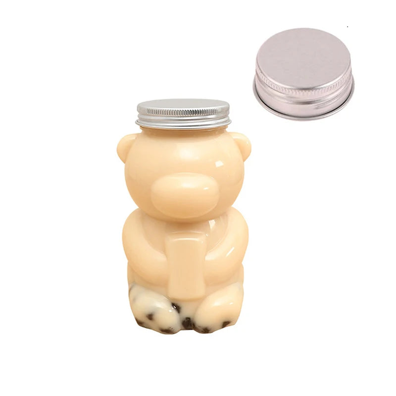 500ML Kawaii Bear Water Bottle For Milk Tea Coffee Juice Portable Drinking Cup Home Transparent Juicing Beverage Drink Bottles