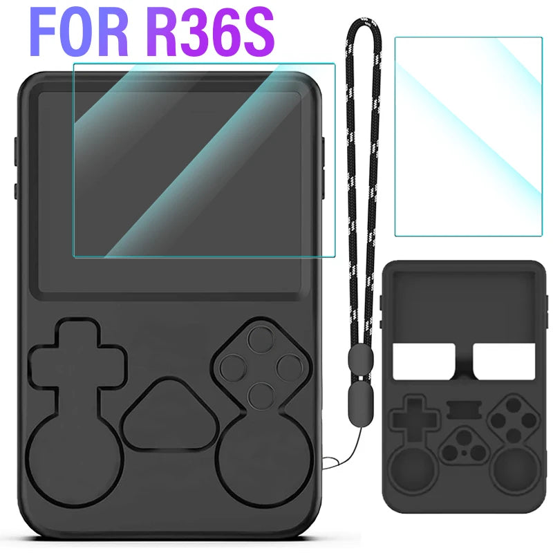 Case With Lanyard For R36S Console Soft Silicone Skin Shell Cover Full Protection Anti-Scratch Protector Game Accessories