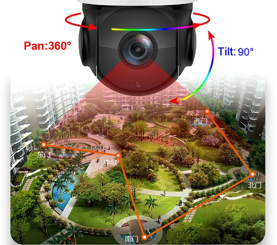 Auto Tracking CamHi H.265+ 8MP 4K IMX415 Laser Infrared 256G 90X Optical Zoom Audio 360° Rotate Alarm WIFI POE PTZ IP Camera