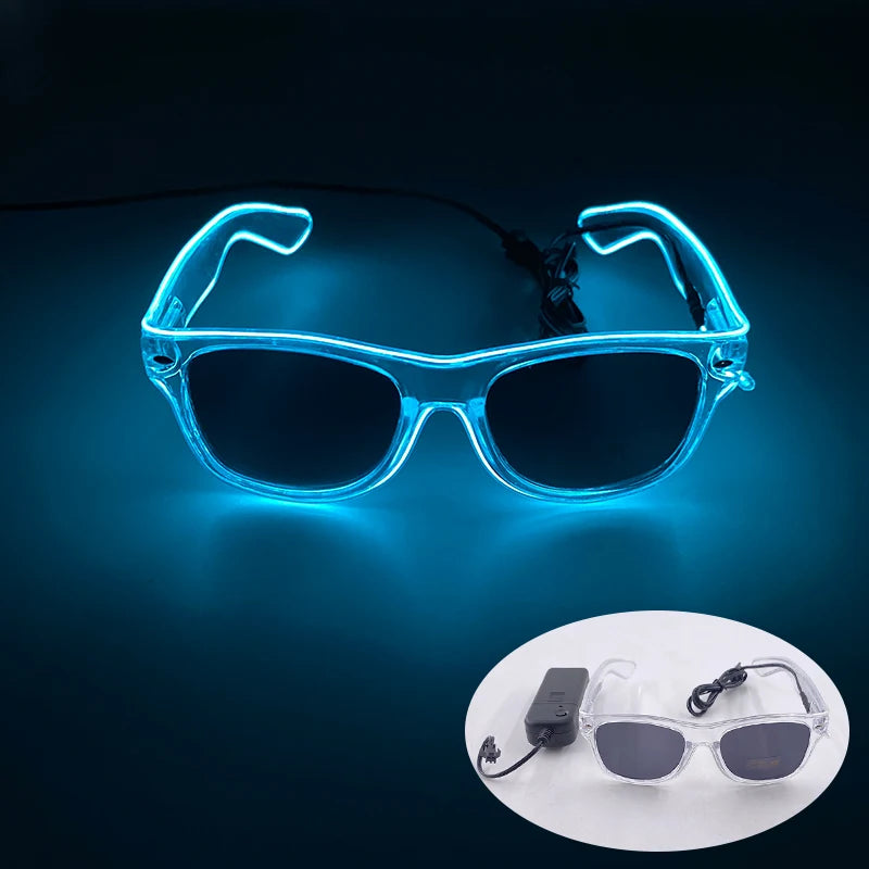 Novelty Fluorescent Luminous Glasses LED Light Up Rave Glasses Concert Supplies Neon Glowing Disco Glasses Props