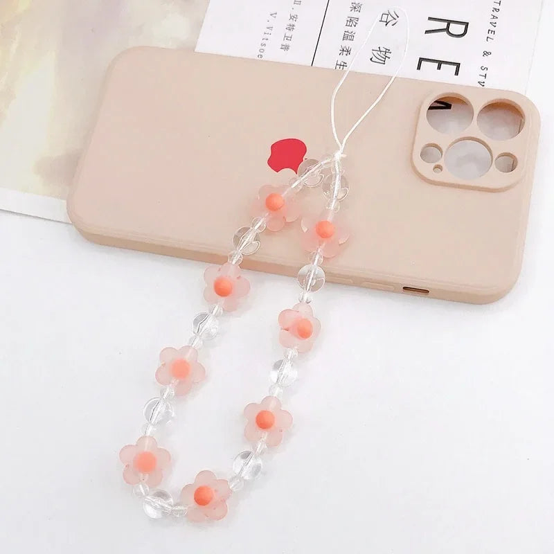 2024 Acrylic Flower Cat Head Beads Charm Phone Chain Lanyard Jewelry for Women Phone Case Strap Butterfly LOVE Letter Accessory