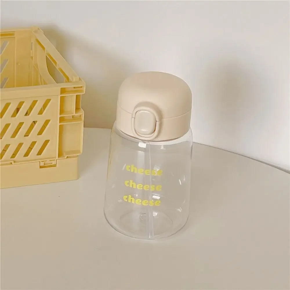 350ML Cute Water Bottles Creative Transparent Straws and Lids Kids Sippy Cup Cartoon Spill Proof Beverage Cups Toddlers Feeding