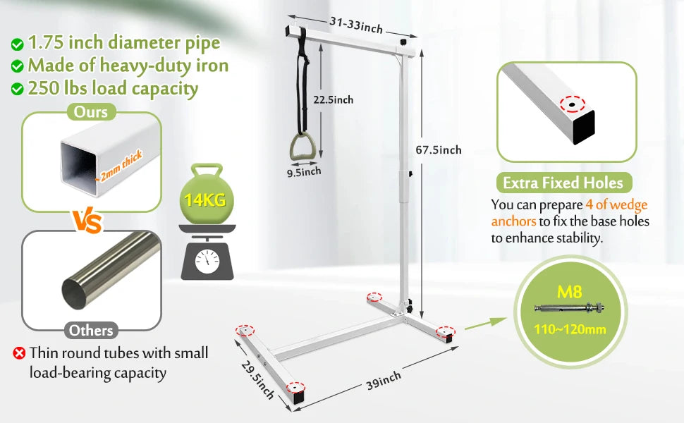 Trapeze Bar for Bed Mobility Aids, Bedside Pull Up Bar, Bed Lift for Elderly Seniors Transfer Rail, Medical Trapeze