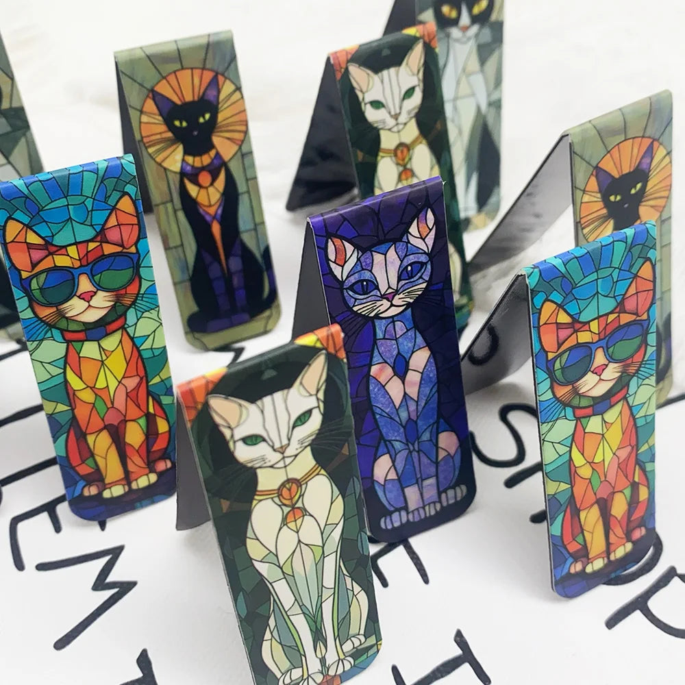 5pcs Elegant Cat Magnetic Bookmark Reading Pages Books Annotated Students Stationary Supplies DIY Aesthetic Creative Bookmark
