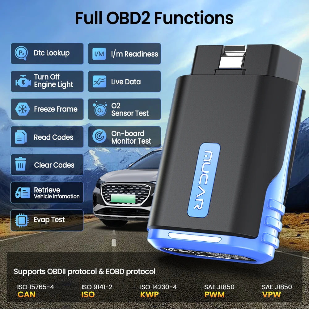 MUCAR DriverScan OBD2 Scanner Bluetooth, Bi-directional scan Tool OE Level All System Diagnostic Active Test 15 Service Function