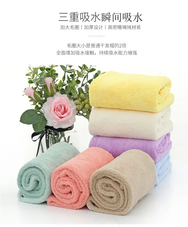 Purchase Products Microfiber Hair Towel Hair Cap with Button Feminine Bathroom Accessories Quick-drying Bathrobe Home Textile