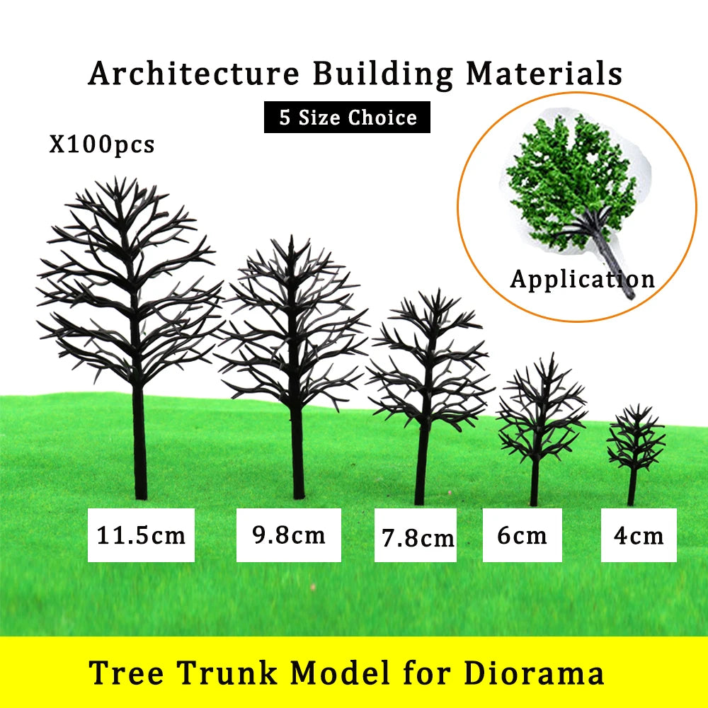 100PCS Architecture Building Plastic Model Tree Trunk Making Trees Materials DIY Scene Railway Train Layout for Diorama