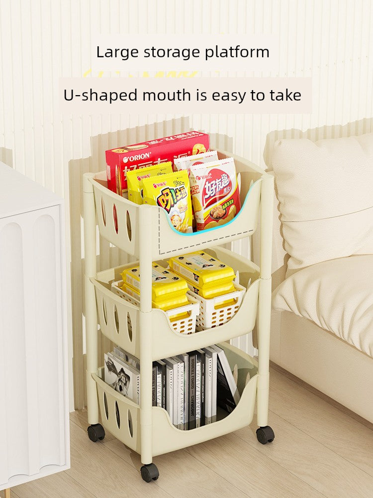 Multi-Layer Fruit and Vegetable Living Room and Bathroom Bookshelf Mobile Trolley