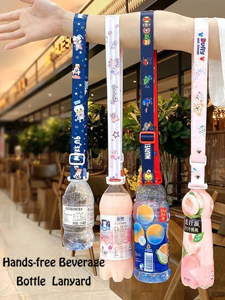 1/2/5/10Pcs Outdoor Hands-free Adjustable Mineral Water Bottle Beverage Bottle Portable Strap with Lanyard Water Back Artifact