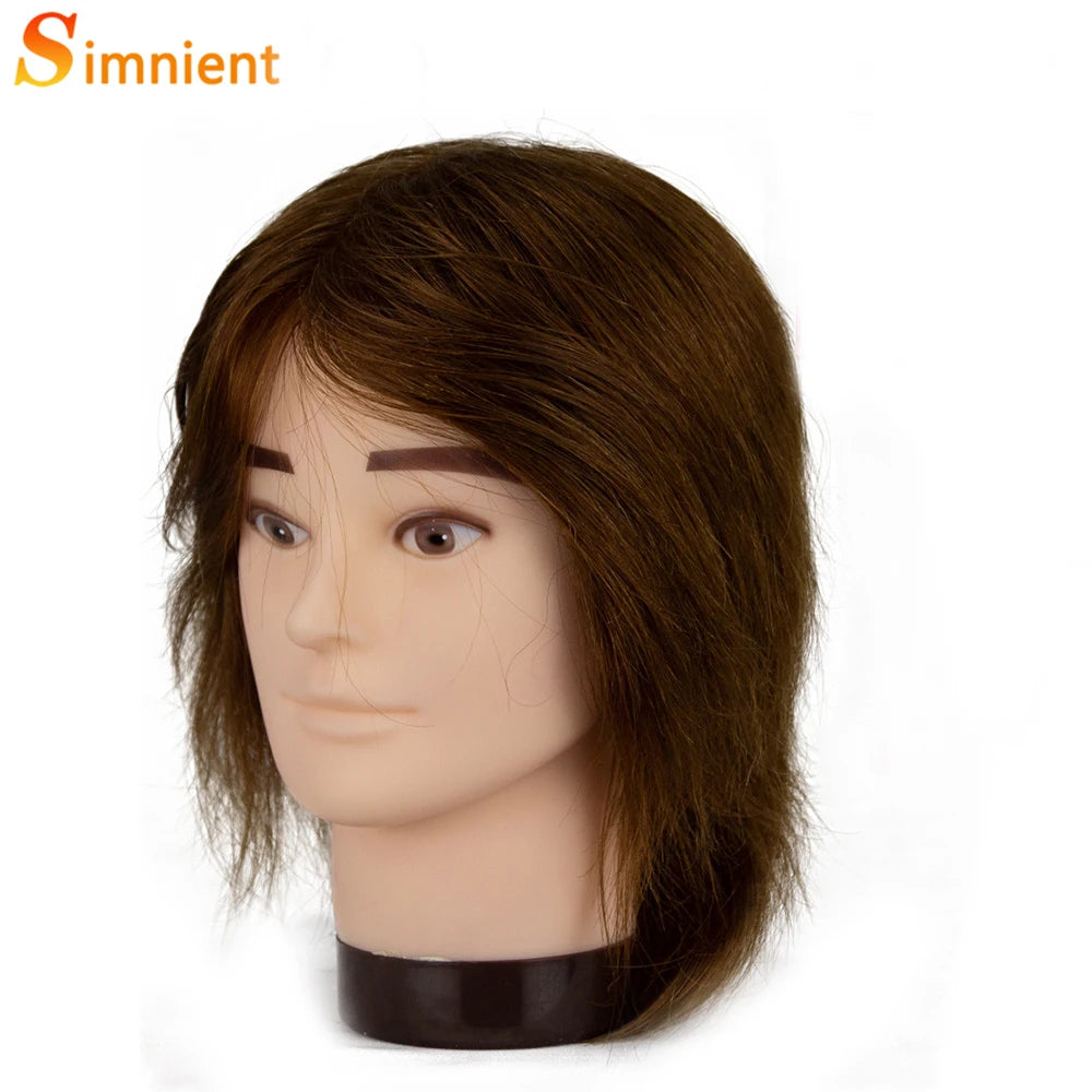 Male Mannequin Head With 100% Real Human Hair Black For Practice Hairdresser Cosmetology Training Doll Head For Hair Styling