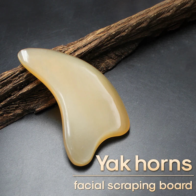 2PCS Natural Yak Horn Scraping Board  Use Stretching Beauty Stick Facial Eye Acupressure Massage Health Care Guasha Instrument