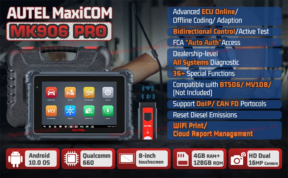 2025 Newest Autel MaxiCOM MK906PRO Diagnostic Tool, MK906 Pro OBD2 Auto Car Scanner ECU Coding 36+Service All System CAN FD DoIP