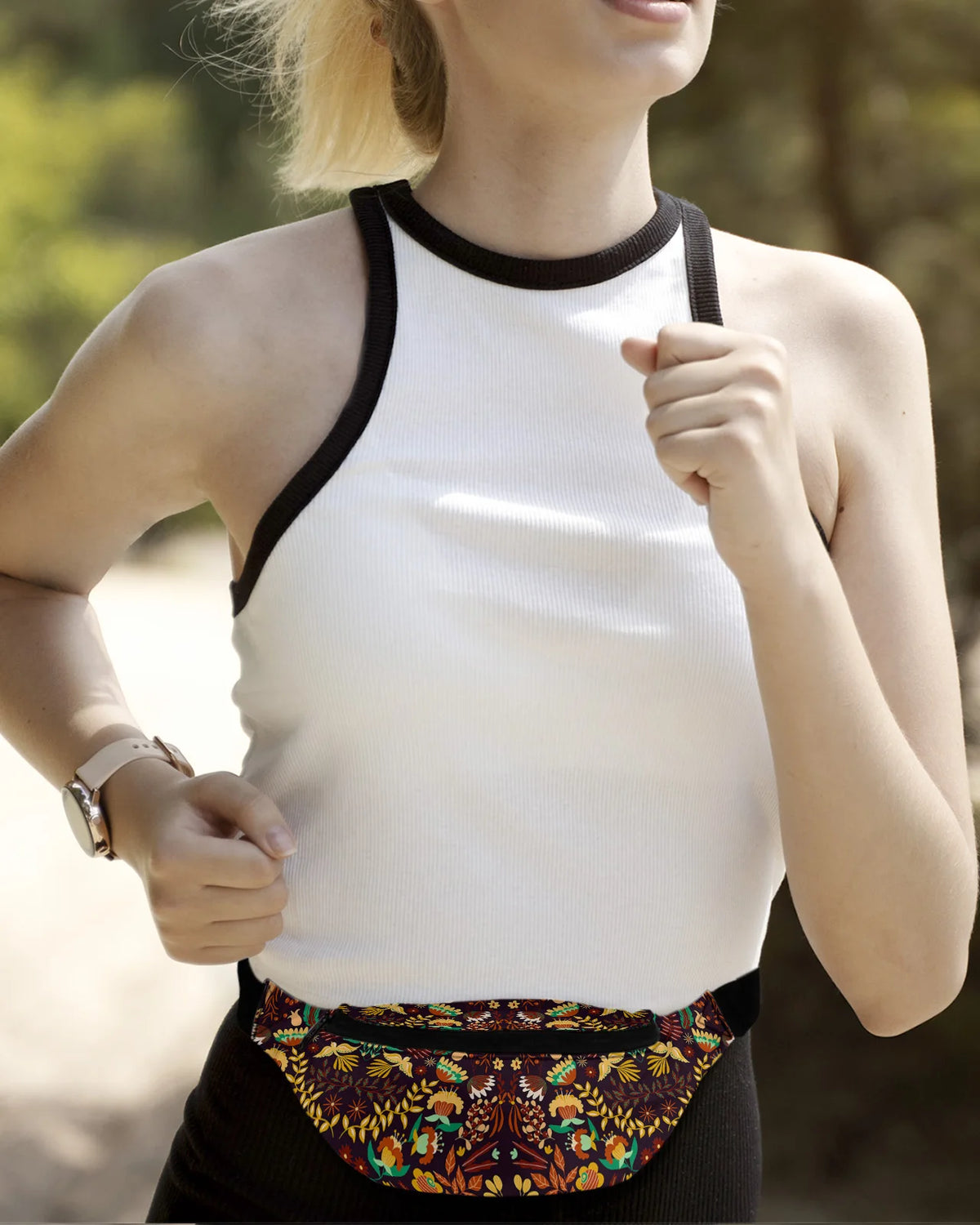 Colorful Mexico Flower Bird Men Women Waist Bag Fanny Pack Purse Large Phone Belt Bag Wallet Pouch Waterproof Banana Hip Bags