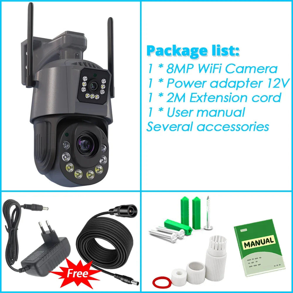 50X Optical Zoom Smart Dual Camera WiFi Outdoor Wireless 360 PTZ Surveillance Camera CCTV Motion Detect ICSEE Security Product