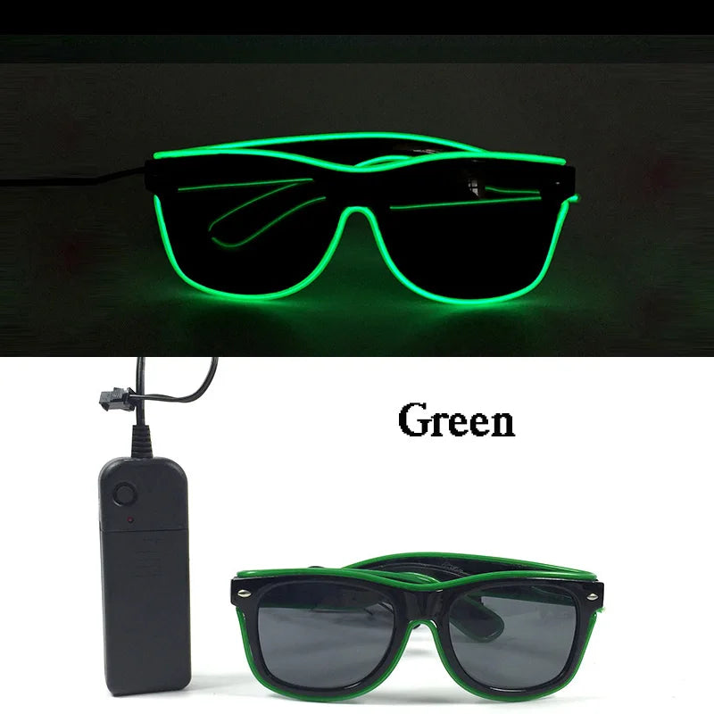 Novelty Fluorescent Luminous Glasses LED Light Up Rave Glasses Concert Supplies Neon Glowing Disco Glasses Props