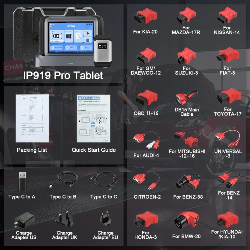 XTOOL InPlus IP919PRO BT Car Diagnostic Tool ECU Programming FCA CANFD DOIP Bi-directional ECU Coding Topology Map 42+ Services