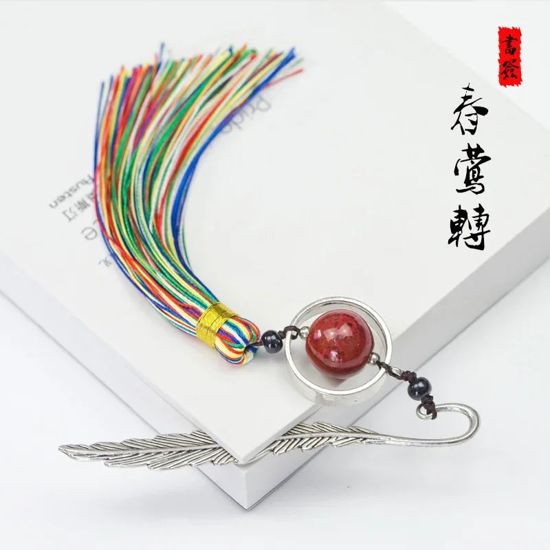 1PC Chinese Style Retro Metal Bookmark with Tassel Creative Plum Bossom Book Mark Students Stationery School Office Supply Gifts