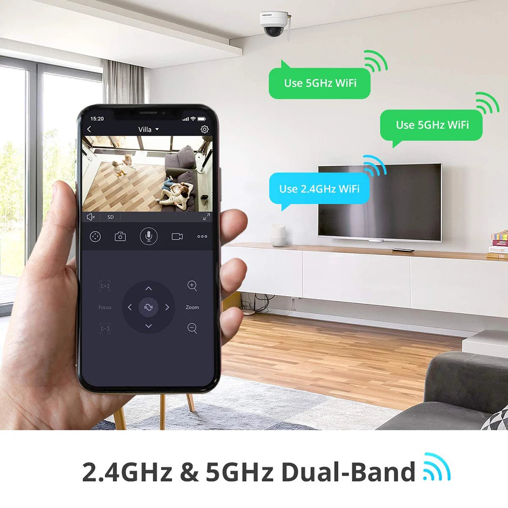 FOSCAM 4MP Outdoor Security WiFi Camera 4X Optical Zoom PT Surveillance Dome Camera Supports 2.4G/5G WiFi Connection