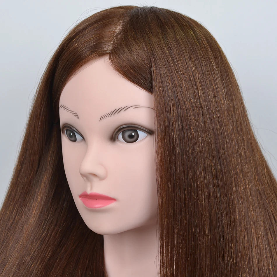 New Female Mannequin Training Doll Head With 80% Real Hair For Hairsyles Hairdressing Cosmetology Dolls Head With Stand Tripod