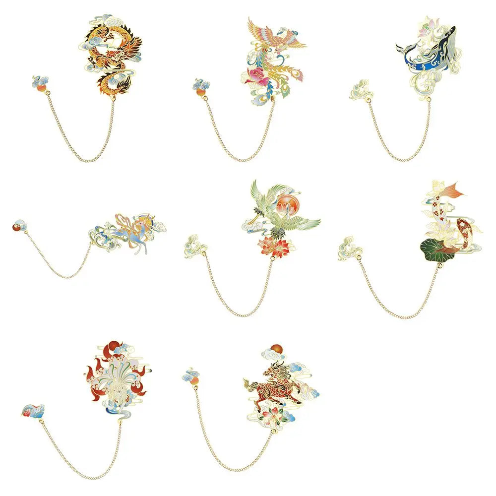 Stationery Metal Pendant Retro Chinese style Book Clip Pagination Mark Painted Brass Bookmark