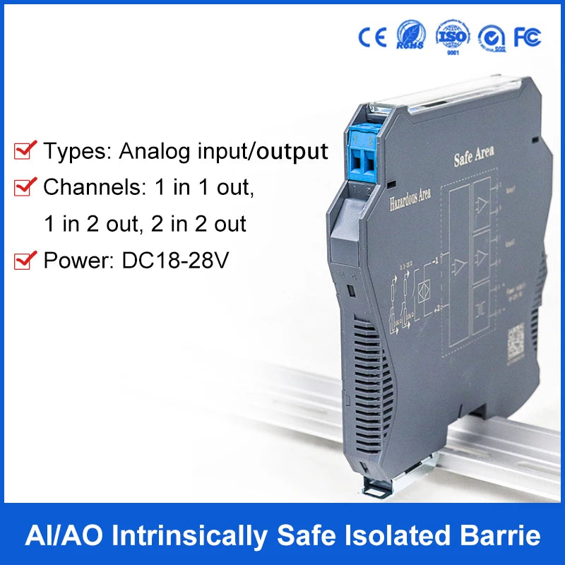 0-10v 4-20ma Intrinsic Safety Barrier One In Two Out Explosion-proof Safety Barrier