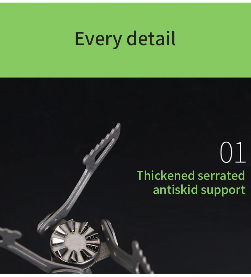 BRS-3000T Titanium Mini Camping Gas Burners 25g 2700W One-Piece Pocket Stove Outdooor Hiking Folding Cooking Furnace Portable