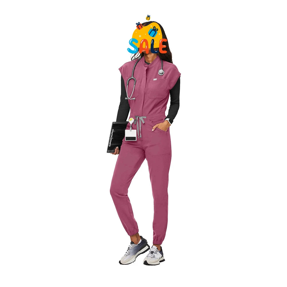 Scrubs Women Uniform Hospital Surgical Gowns Jumpsuit High End Nursing Workwear Healthcare Beauty Salon Aesthetic Uniforms Scrub