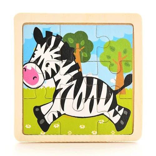 Baby Wooden Montessori Puzzle Child Game Wooden Puzzle 3D Cartoon Animal Puzzle Babies Toys Puzzles For Kids 1 2 3 Year Old