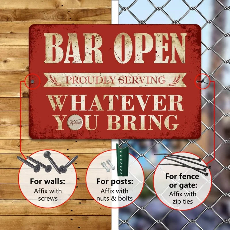 Iron Painting Retro Art Bar Logo Decoration Fun Home Open Metal Men's Cave Gifts Indoor and Outdoor