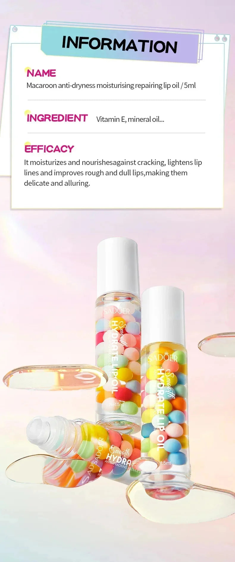 Remove Dark Lip Oil Lightening Melanin Mask Gloss Exfoliating Clean Moisturizer Korean Care SADOER Makeup Beauty Health Products