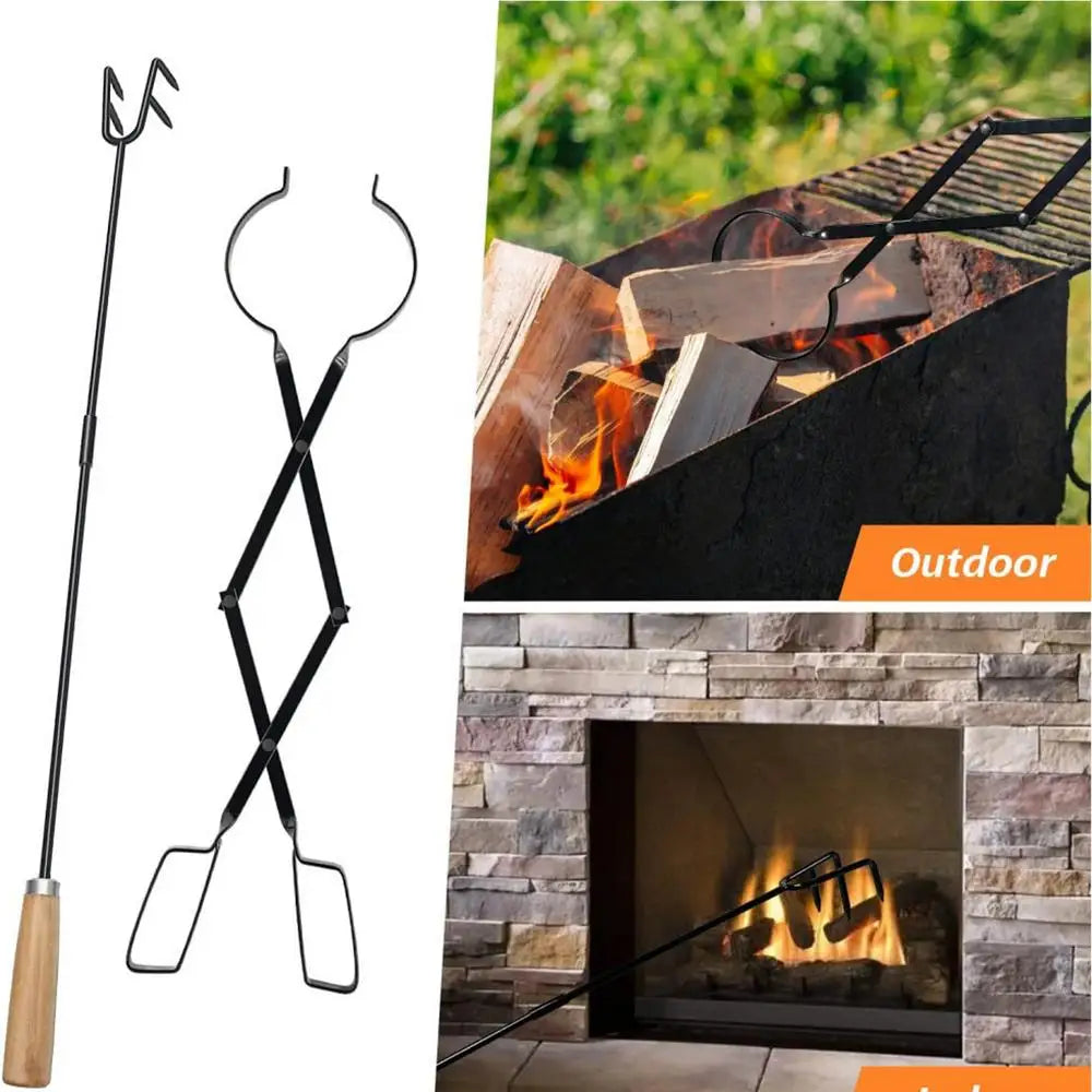 Fire Poker For Fire Pit Outdoor Camping Fire Poker 33 Inch Fireplace Poker With Wood Handle Long Campfire Poker Fire Pit Tools