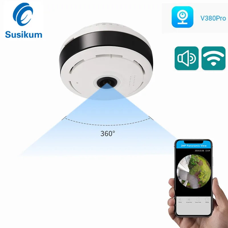 V380 Pro 3MP WIFI 360 Panorama Camera Indoor Smart Home Fisheye Lens CCTV Surveillance Wireless Security Protection Camera