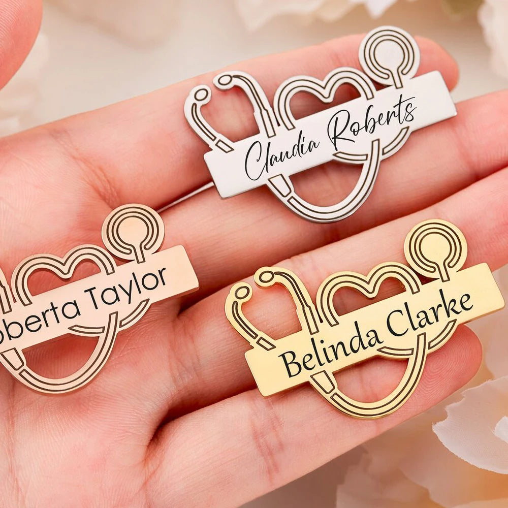 Custom Healthcare Worker Brooch Can Make Names Laser Engraved Stainless Steel Products Healthcare Worker Gifts