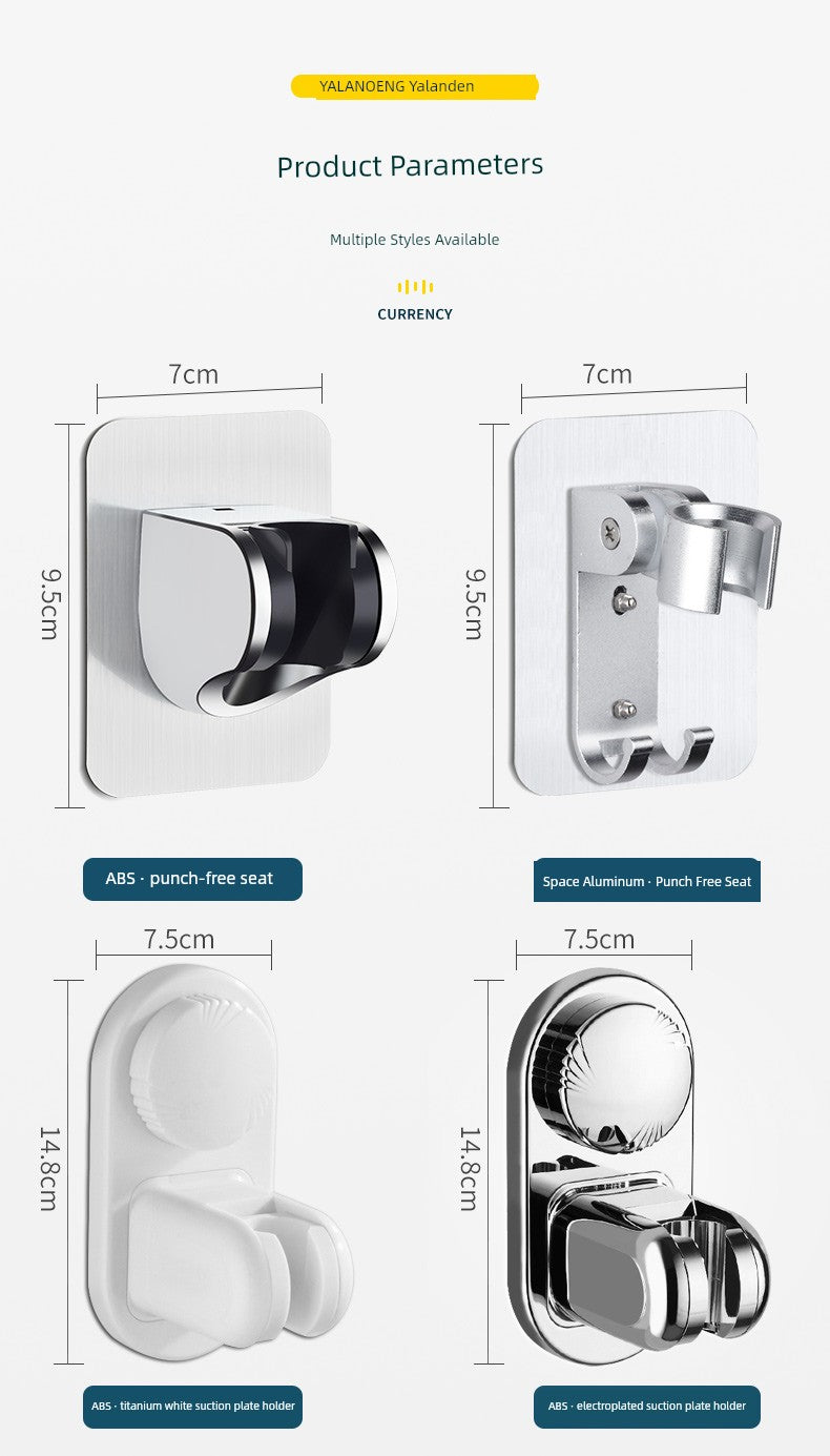 Shower Bracket Punch-Free Fixed Base Shower Nozzle Adjustable Rain Suction Cup Bathroom Shower Head Accessories