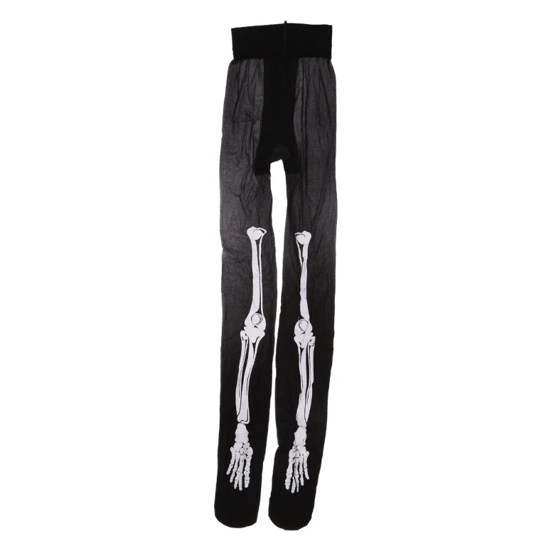 Women Horror Skeleton Bone Printed Tights Scary Terror Skull Halloween Themed Novelty Party Sexy Stockings Dropshipping