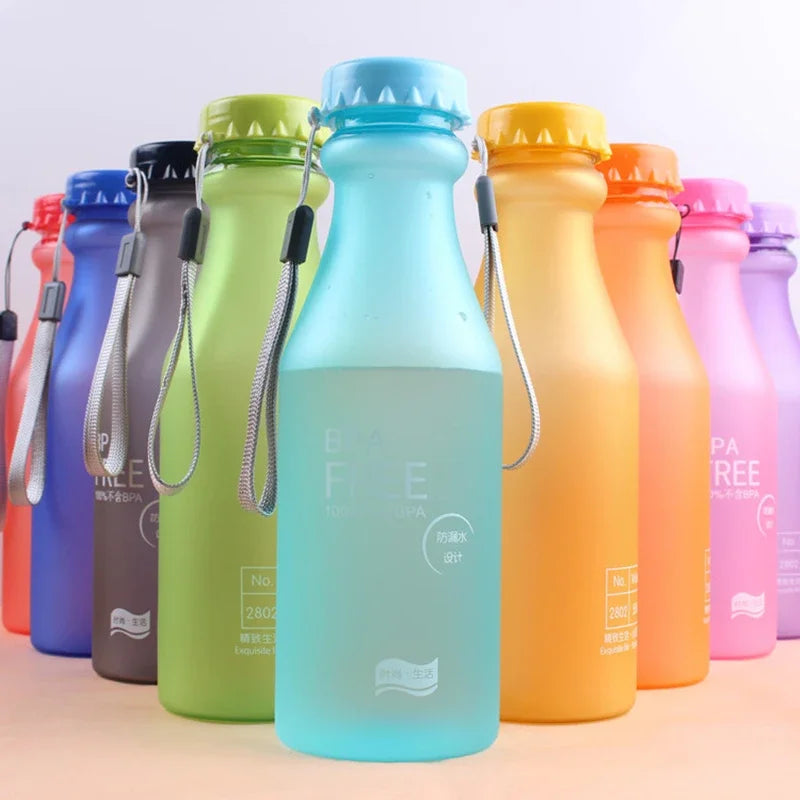 2022 Candy-Colored Frosted Leak-proof Plastic Portable Non-breakable Soda Bottle Sealed Water Cup Beverage Water Bottle