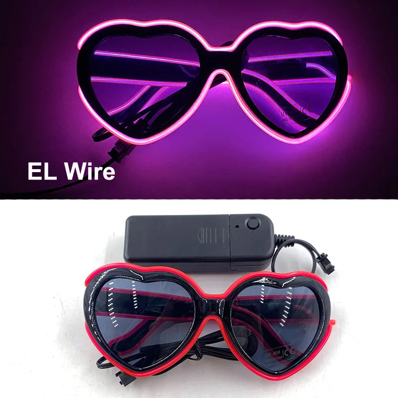 Novelty Fluorescent Luminous Glasses LED Light Up Rave Glasses Concert Supplies Neon Glowing Disco Glasses Props