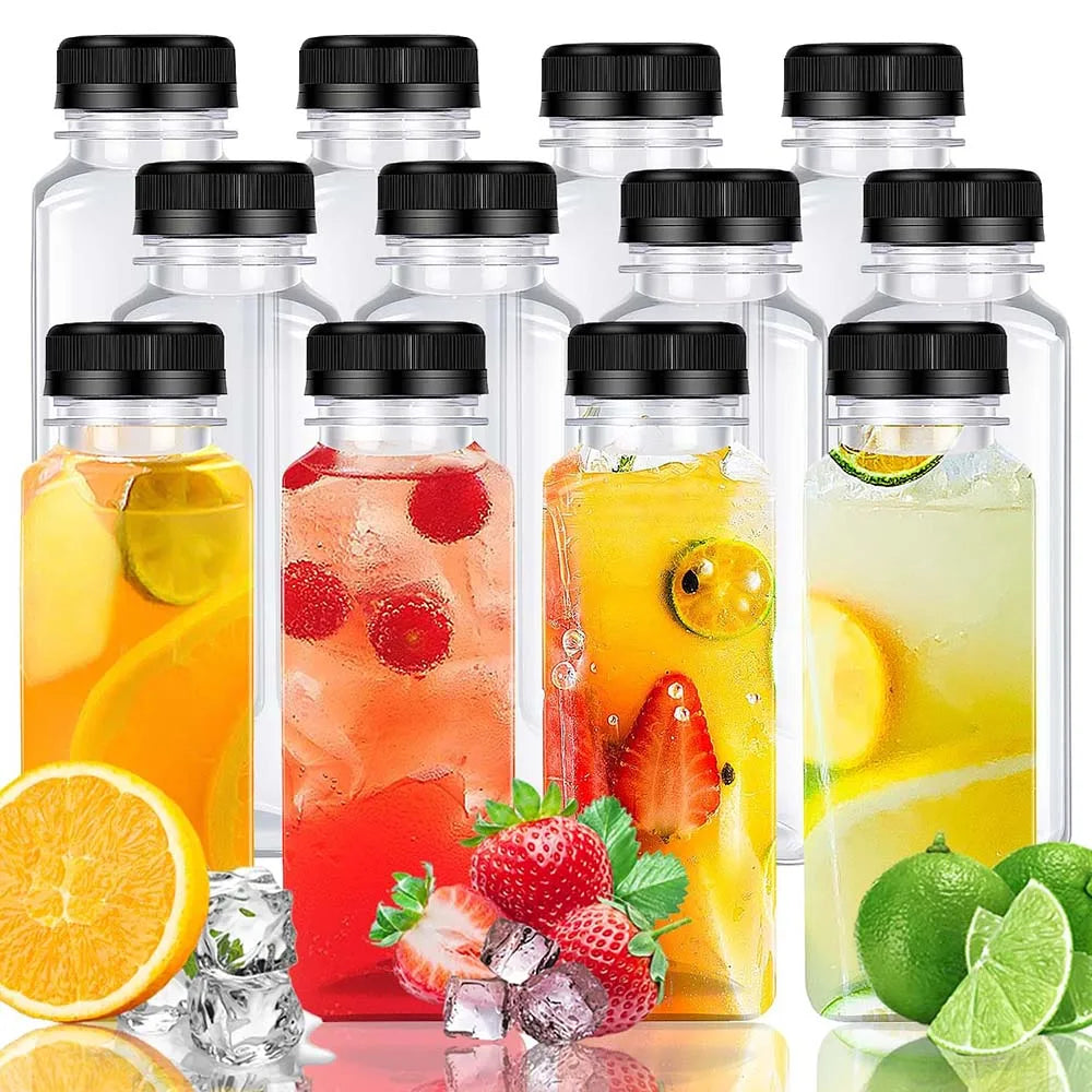 8OZ Empty Plastic Juice Bottles with Caps Clear Bulk Beverage Containers for Milk, Juice, Homemade Beverages Water Bottle