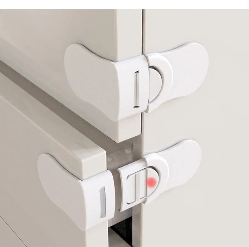 Baby Safety Lock Drawer Anti-Pinching Hand Cabinet Drawer Locks Plastic White Safety Buckle for Children Security Protection
