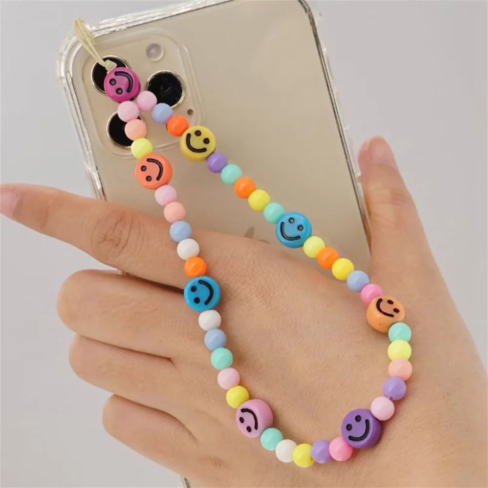 Simple Clay Fruit Charm Phone Chain Jewelry for Women Phone Lanyard Acrylic Resin Evil Eye Star Phone Case Strap DIY Accessories