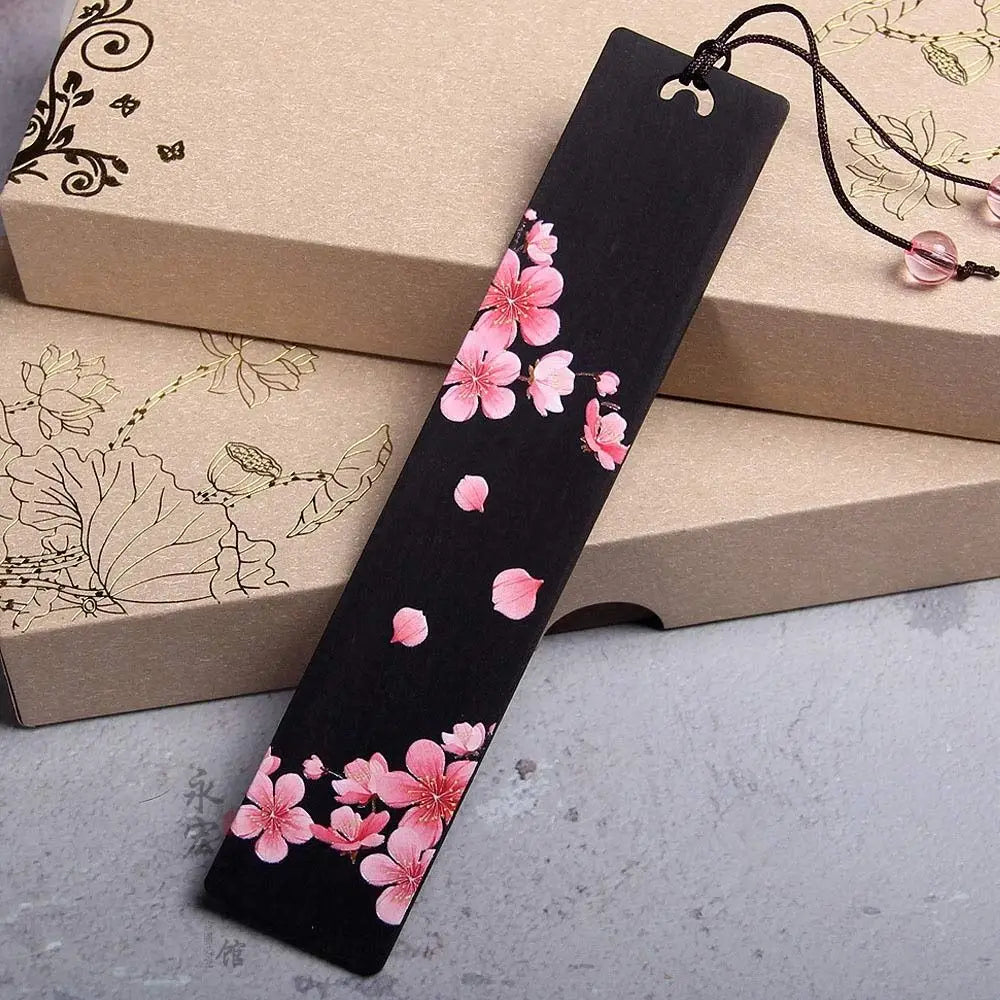 Chinese Style Bookmark Ebony Color Painted Book Clip Wooden Retro Carving Students Gift Creative Pagination Mark